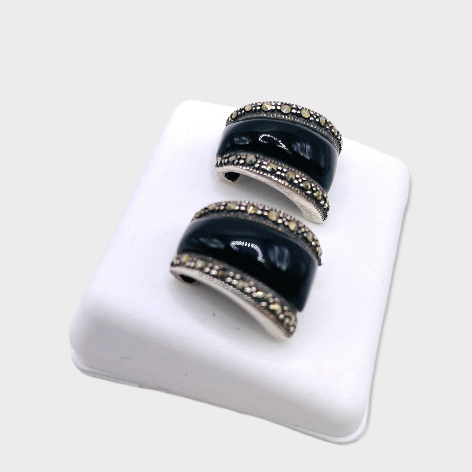 Engraved Sterling Silver Rectangular Black Onyx M… - image 2