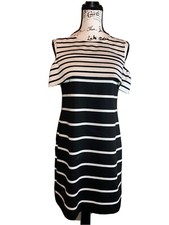 Vince Camuto Dress Size 8 Black/White Stripes Casual Summer Dress Sleeveless