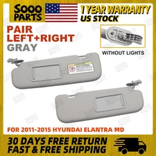 1 Pair Left & Right Gray Sun Visor For 2011-2015 Hyundai Elantra MD 852103X000TX