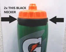2 NECKER NAME COLLAR IDENTIFIER FITS GATORADE 32oz SQUEEZE WATER BOTTLE BLACK