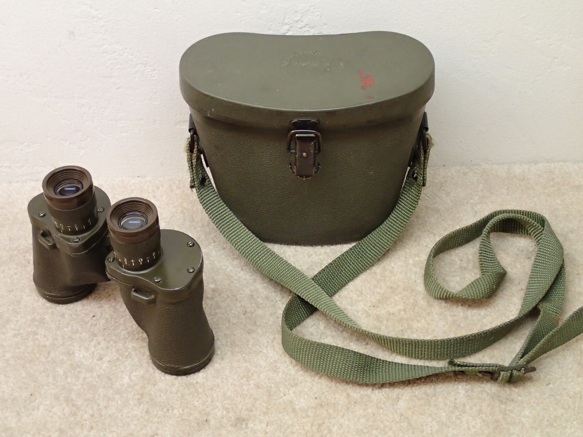 Vintage M13A1 Green 6x30 Binoculars with Reticle M62A1 Carrying