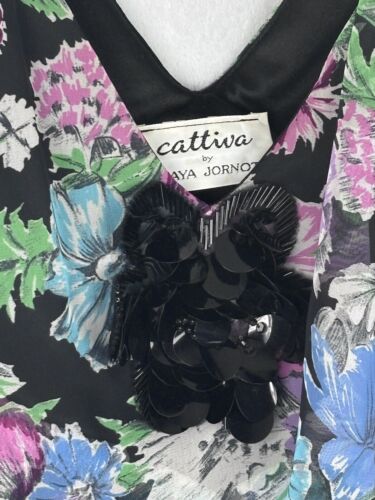 Cattiva Maya Jornot Damen transparentes Blumen Kleid gefüttert Gr. S - Bild 3 von 9