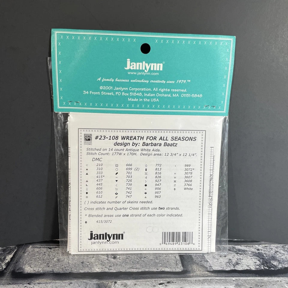 Janlynn Just A Chart Wreath for All Seasons Cross Stitch Pattern Barbara Baatz - Image 3 of 3