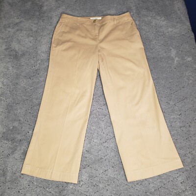 Talbot Pants Womens 8 Khaki Tan Wide Leg Chino Flare Relaxed Loose Career Office