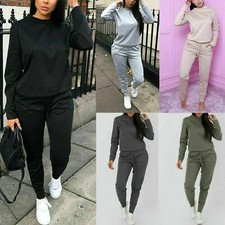 Women  s Ladies Long Sleeve Top Bottom Lounge wear Tracksuit Suit 2 pc Set Formal