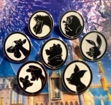 🍯 Winnie the Pooh Silhouette 7 Pin Lot - Tigger Eeyore Piglet Owl Kanga & Roo