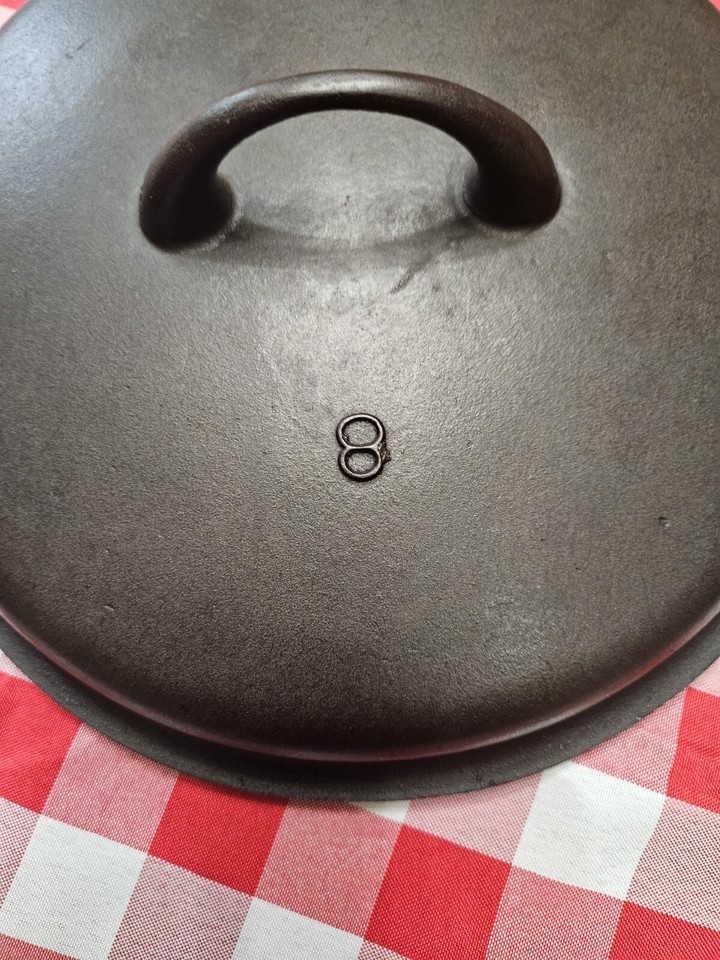 No. 8 Griswold Iron Mountain Chicken Pan Deep Skillet 1034 & Lid 1035