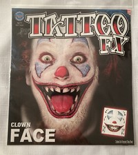 Tattoo FX Clown Face Costume Accessories Joker Circus Psycho Halloween Cosplay