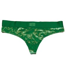 NWT VICTORIA'S SECRET PINK Thong Pantie Sz S-M-L Green Velvet
