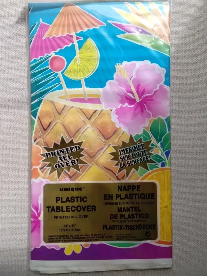 Capa de mesa de festa tropical Luau plástico 54 x 84 nova exclusiva - Imagem 2 de 4