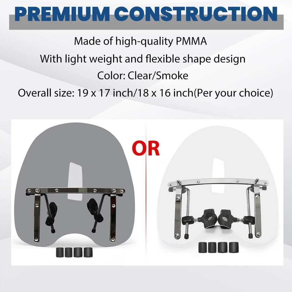 Parabrisas para motocicleta Harley Dyna Softail Road King Honda Suzuki Foto 2 de 4