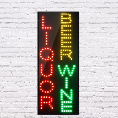 LED Liquor Beer Wine Sign | Light Up Sign | 27''h x 11''w x 1''d