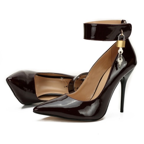 Women's Pointed Toe High Heels Pumps Ankle Strap With Lock Crossdresser  Footwear | eBay