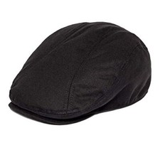 BOTVELA Men Cotton Twill Newsboy Flat Ivy Driving Hat Fitted Cap 7 1/8 Black