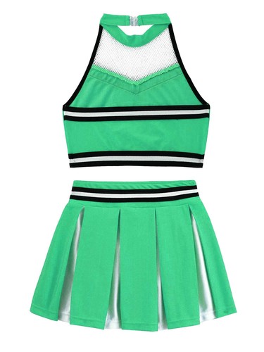 iiniim Mädchen Cheer Leader Kostüm Crop Top mit Rock Cosplay Halloween Fasching - Picture 57 of 64