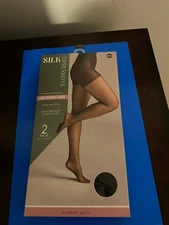 NEW SIZE XXXL SILK IMPRESSIONS SHEER SUPPORT 20D BLACK HIGH WAISTED 2PK