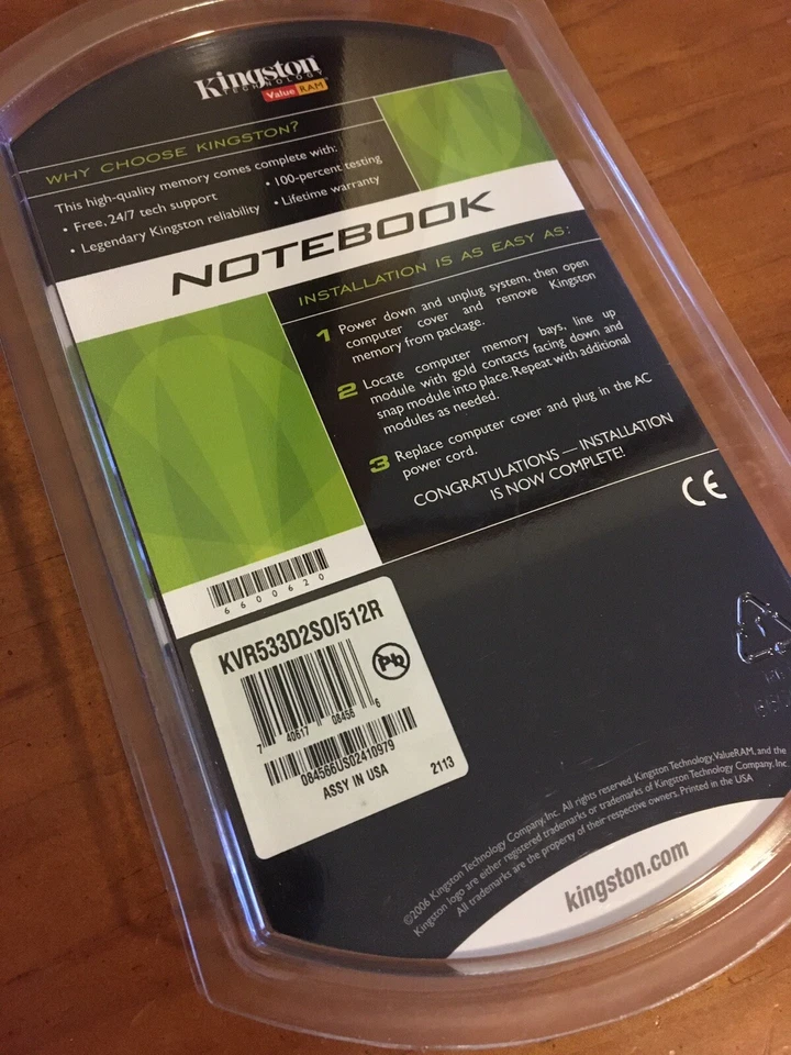 NEW Kingston PC2-4200 512MB SO-DIMM 533 MHz DDR2 SDRAM Memory (KVR533D2S0/512R) - Image 2 of 2