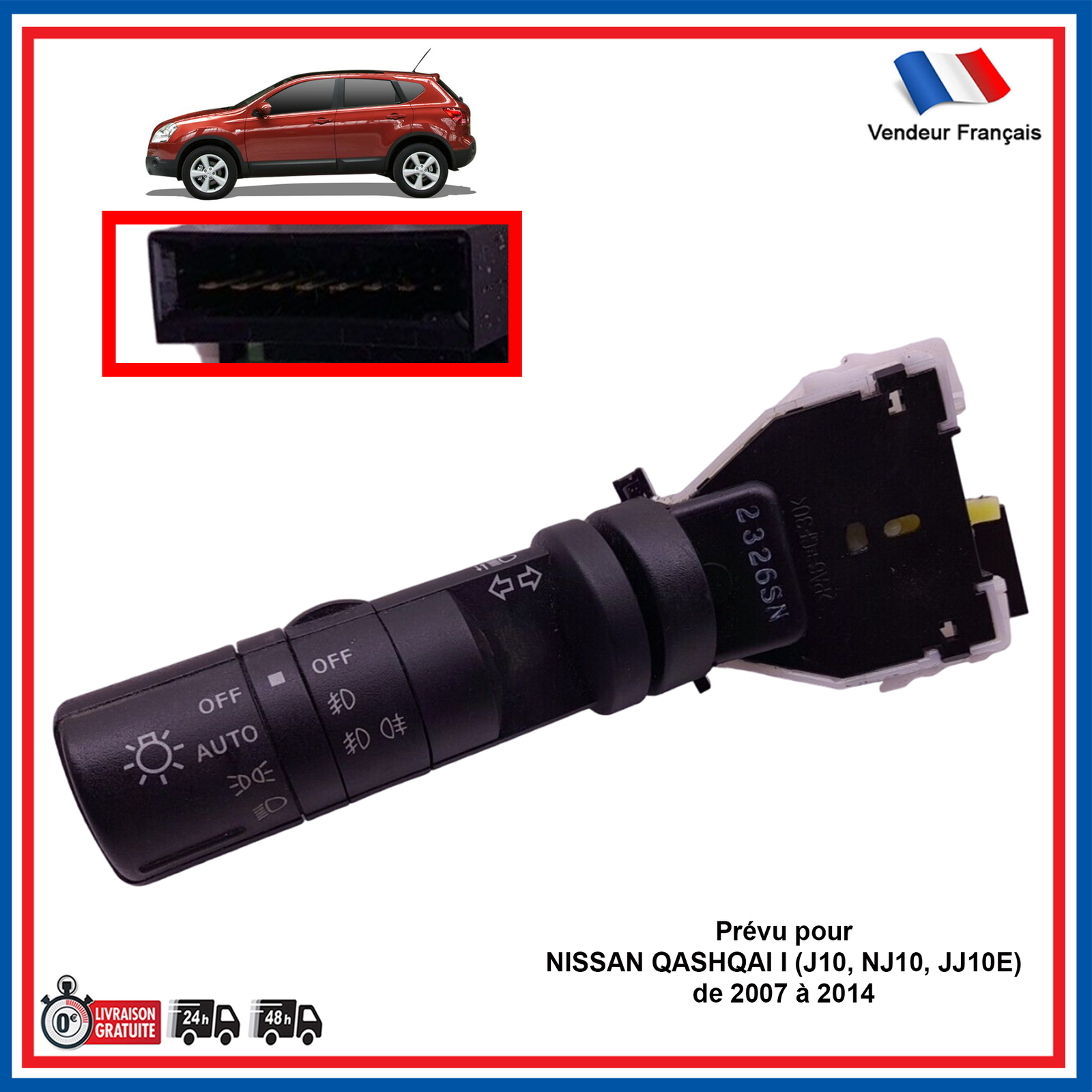 Comodo d'éclairage Nissan Qashqai J10 commutateur de phares et clignotants 25540JD03A