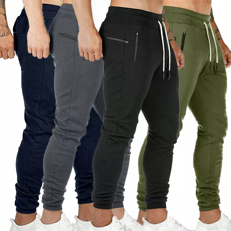 Men Skinny Slim Gym Workout Joggers Pants Sweatpants Fit Sports Trousers  Bottoms | eBay