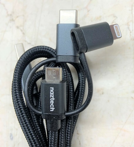 NAZTECH Braided 3in1 Hybrid USB Cable for Micro USB, Lighting, USB-C Devices - Picture 4 of 5