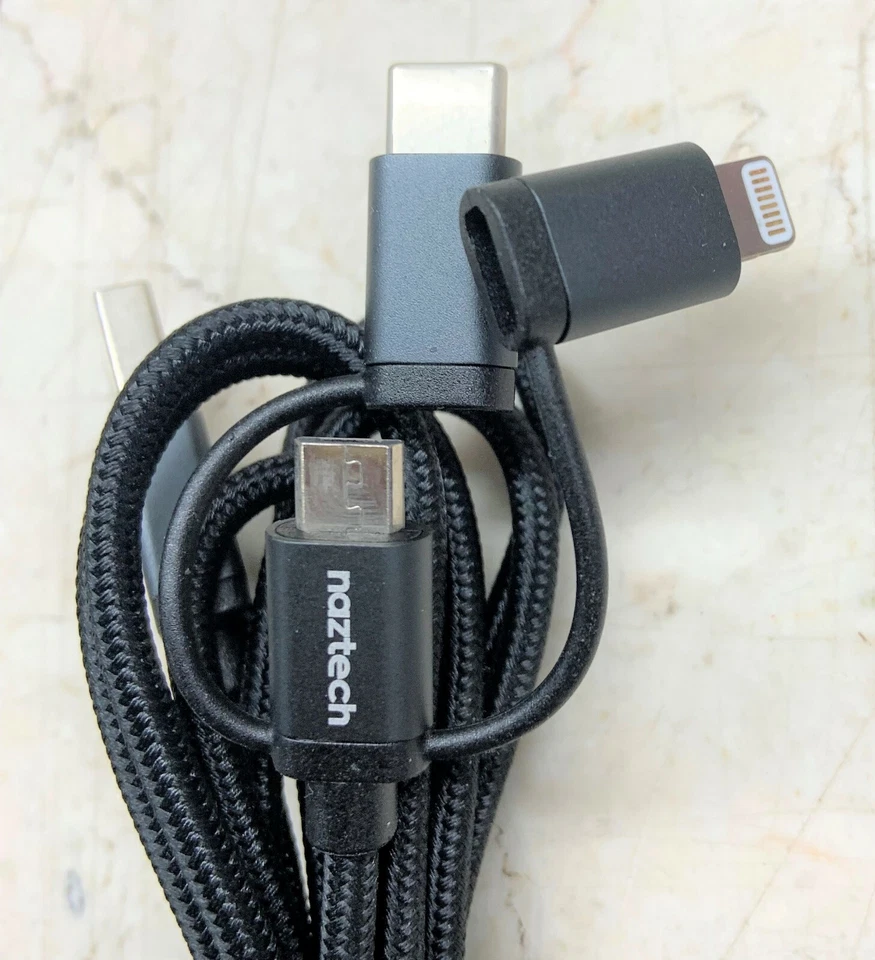 NAZTECH Braided 3in1 Hybrid USB Cable for Micro USB, Lighting, USB-C Devices - Image 4 of 4