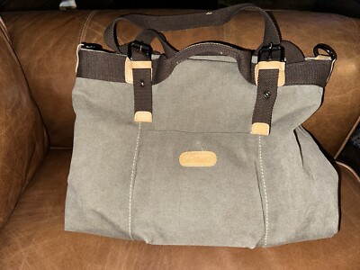 Small Canvas Tote Bag With Zipper - Crossbody Shoulder Bag, Multi-Pocket, Brown