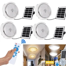 Solar Powered Ceiling Pendant Light Remote Indoor Outdoor Lamp Waterproof 1-4PKS