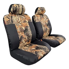 Yellow Army Camo & Black Canvas Car Seat Covers Front Set ForAcura ILX