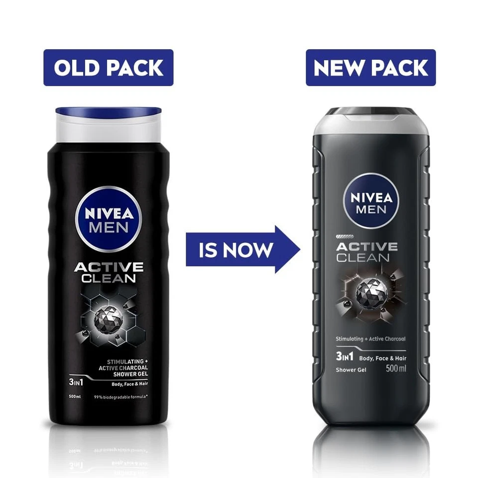 NIVEA MEN Active Clean Shower Gel 500ml | With Natural Charcoal | Deep Cleansing - image 3 of 4