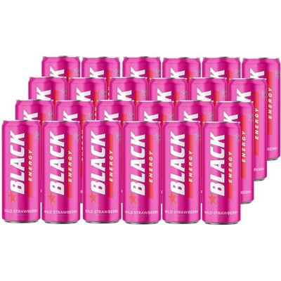  Black Energy Wild Strawberry Gazowany napój energetyzujący 250 ml x 24 sztuki Z