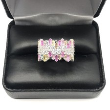 925 Sterling Silver Multi gemstone Eternity Ladies Ring Size 7