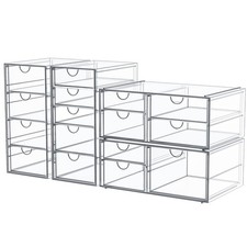 caktraie Makeup Organizer Storage with 16 Drawers, 4 Pcs 16 Clear