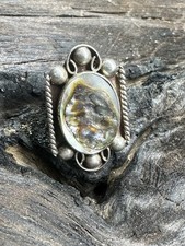 Vintage Abalone Inlay Taxco Mexico Mid Century Sterling Silver 925 Ring Size 8