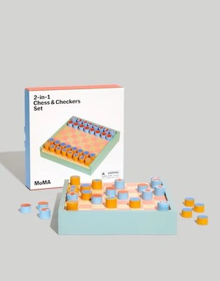 MoMA Chess & Checkers Multi Color Dual Side Set New 2 In 1 Art Museum Game Gift