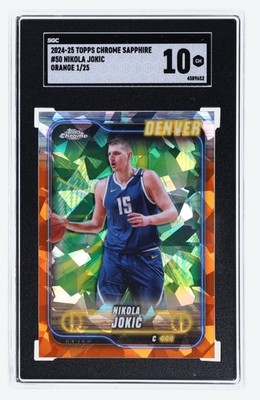 2024-25 Topps Chrome Sapphire Nikola Jokic Orange Refractor Bookend 1/25 SGC 10