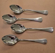 (4) Four International Stainless LYON 18/8 SYMMETRY Oval Soup Spoons 7 1/4" NICE