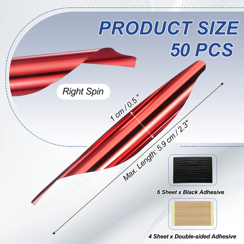 50pcs Arrows Spin Vanes 1.8 Inch Plastic Arrow Fletching Right Twist, Red Foto 2 de 4