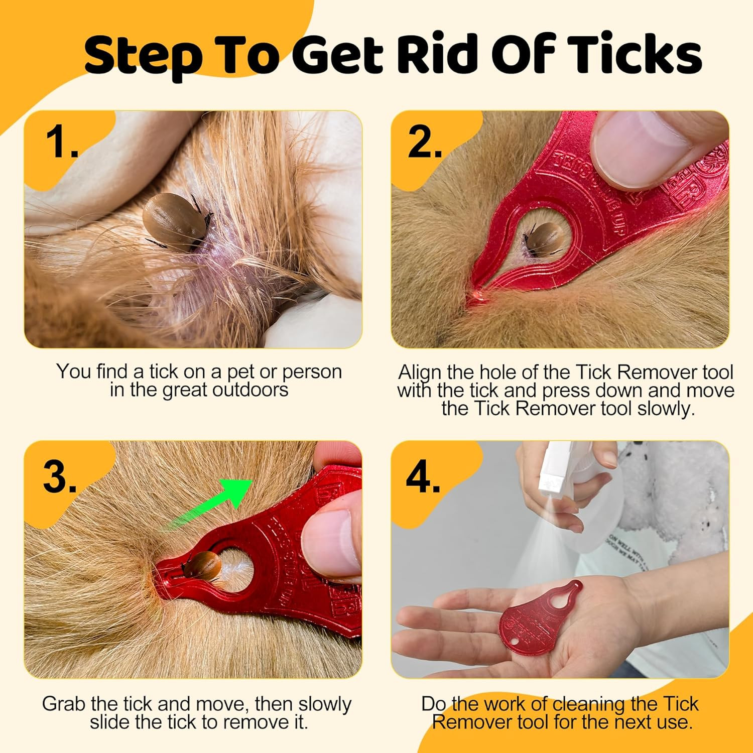 Tick Remover Tool 3 Pack, Suitable for Pets, Animals, and Humans, Portable Outdo