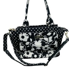 GUC JuJuBe "Be Classy" Diaper Bag Travel Baby Utility Black Wht Floral Polkadot