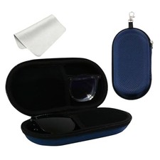 Double Eyeglasses Case, Hard Shell Dual Sunglasses Organizer with Zipper Navy