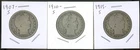 Lot of (3) Coins - 90% Silver Barber Half Dollars - 1907-S, 1910-S, 1915-S