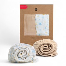 100 Organic Cotton Muslin Standard Fitted Crib Sheet, 52"x28", 2 Pack Soft B...