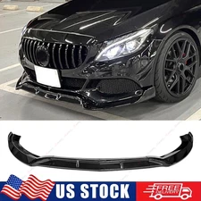 FOR 2015-18 MERCEDES BENZ W205 C300 C43 AMG GLOSS BLACK B STYLE FRONT BUMPER LIP