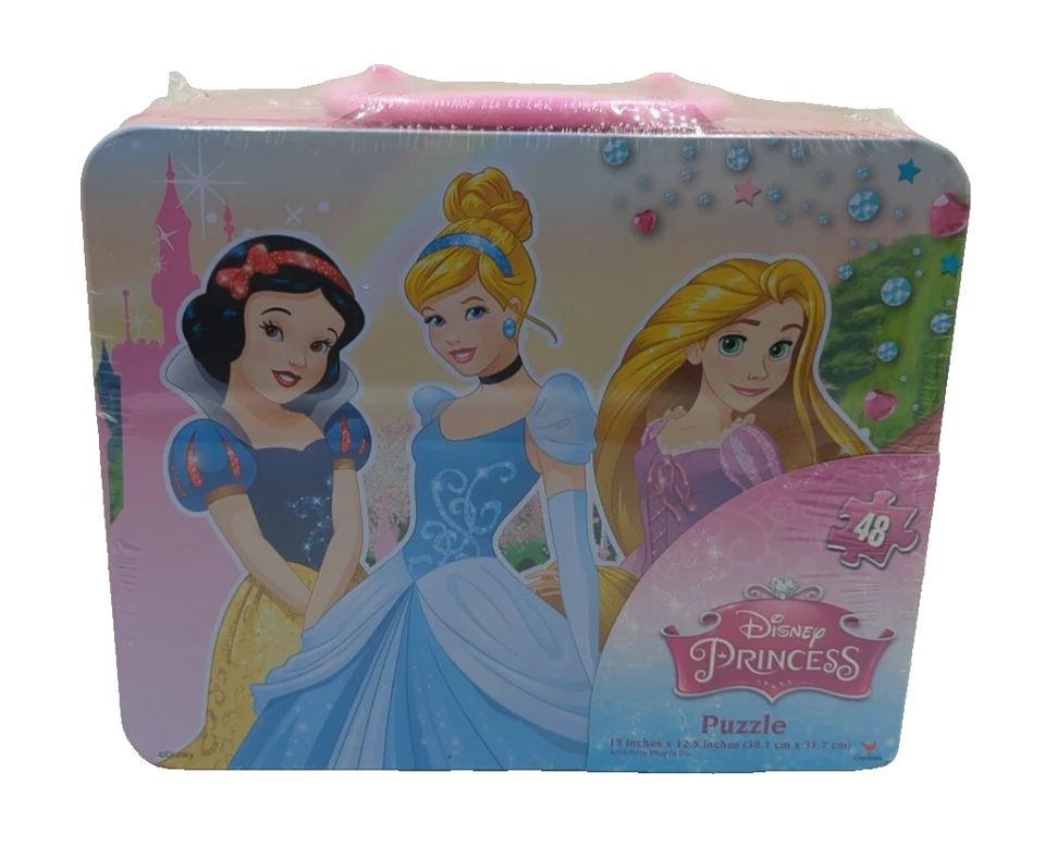 Rompecabezas de 48 piezas Princesa Disney Fiambrera de hojalata Cenicienta Blancanieves NUEVO Foto 3 de 4