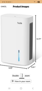 ToLife TZ-C4S Déshumidificateur pour la maison, 85 OZ Déshumidificateur avec arrêt automatique