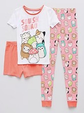 Little  Big Kid Girls Squishmallows Round Neck Short Sleeve 3-pc. Pajama Sets