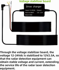 Radar Detector Power Cord Compatible with Cobra RAD 480i 350 380 450 Uniden D...