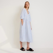 Everlane The Linen Oversized Puff Sleeve Midi Dress Minimalist Casual Size XS
