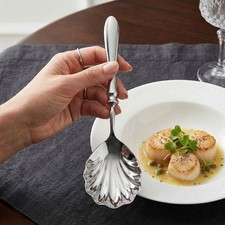 Public Spoon Shell Shape Stainless Steel Spoons Light Luxury French Soup Spoon