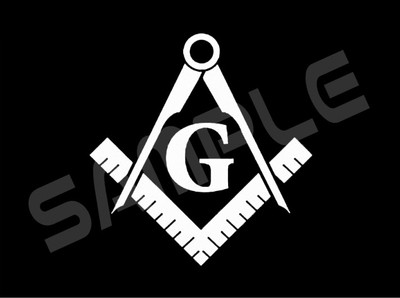 Tracked Yu Packet Shipping Freemason Compass and Ruler Sticker 8.5cm 8cm